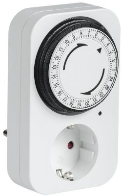 IEK РТМ-2 Розетка-таймер мех инд 15мин 24ч 96on/off 16А IP20