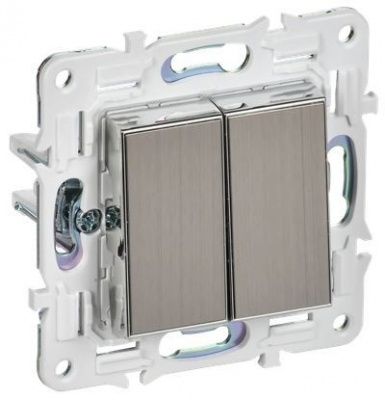 IEK SKANDY SK-V23-0-10-K50 Выключатель 2-клавишный перекрестный 10А SK-V06N металл никель 