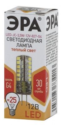 ЭРА STD LED JC-3,5W-12V-827-G4 Ламп. светод-ная капсула 3,5W 2700K - тепл. бел. свет (1 / 100 / 1000)