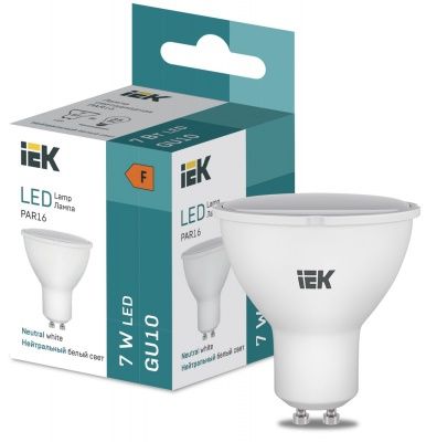 IEK LL-I-PAR16-7W-230-40-GU10 Ламп. светод-ная GU10 600lm 7W 4000K - нейтр. бел. свет (10 / 100)