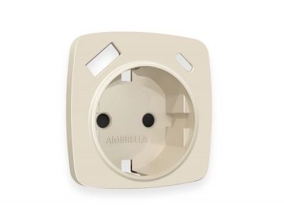 Ambrella Volt OP3300 Лицевая панель OMEGA (Бежевый матовый) для электрической розетки с/з со шторками 2USB A+C QUANT