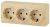 ЭРА 11-2208-11  Розетка 3х2P+E Schuko, 16A-250В, IP20, ОУ,  Эксперт, сосна (6/60/1080)