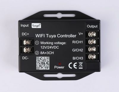 Ambrella Контроллер WIFI Tuya для светодиодных лент RGB c радио пультом 2.4G 24A 12V 288W/ 24V 576W GS11551 (CR2025)