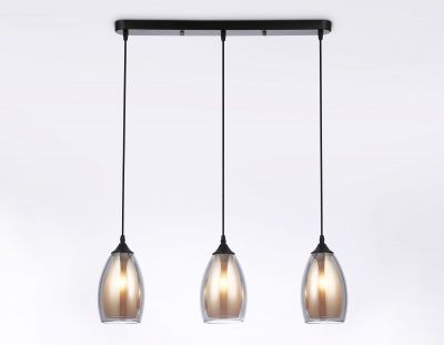 Ambrella TR3537/3 BK/SM/FR Светильник подвесной черный/дымчатый/белый матовый E27/3 max 40W 640*120*820