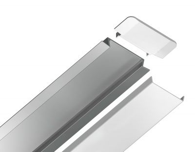 Ambrella Алюминиевый профиль встраиваемый GP1100AL серебро/матовый рассеиватель 2000*30.6*6, 2 заглушки в комплекте (для ленты до 19,8мм)