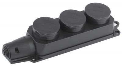 ЭРА K-3e-IP44  Колодка 3гн, c заземл., каучук, IP44 (4/40/640)