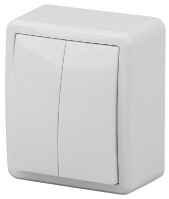 ЭРА Эксперт 11-1205-01 Выключатель двойной с подсветкой, IP20, 10АХ-250В, ОУ, белый