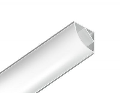 Ambrella Алюминиевый профиль угловой круглый GP2100WH белый/матовый рассеиватель 2000*15.7*15.7, 2 заглушки, 4 крепления в комплекте (для ленты до 9,7
