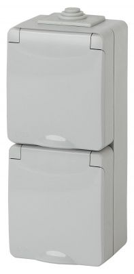 ЭРА 11-2607-03  Розетка 2х2P+E верт. IP65, 16A-250В, ОУ, серый (5/50/800)