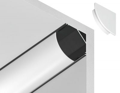 Ambrella Алюминиевый профиль угловой круглый GP2100BK черный/матовый рассеиватель 2000*15.7*15.7, 2 заглушки, 4 крепления в комплекте (для ленты до 9,