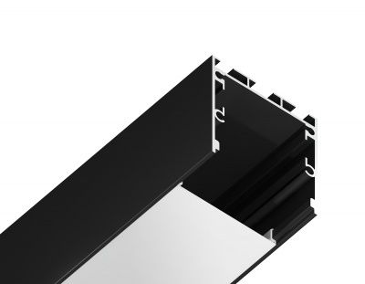 Ambrella Алюминиевый профиль накладной/подвесной "Profile System" GP2550BK черный/матовый рассеиватель 2000*35*35, 2 заглушки, 4 крепления в комплекте