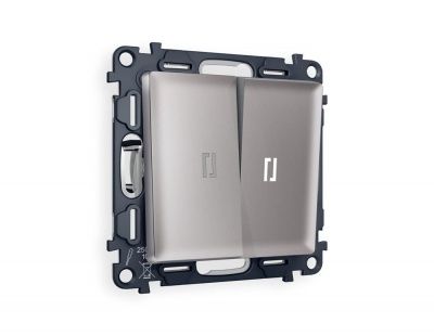 Ambrella Volt MA504035 Комплект механизма 2-кл проходного выключателя с подсветкой 5600K ALFA Сталь матовый QUANT (AP5040, VM120, G25W)