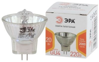 ЭРА GU4-MR11-20W-220V-30 CL  (галоген, софит, 20Вт, нейтр, GU4). (10/300/12000)