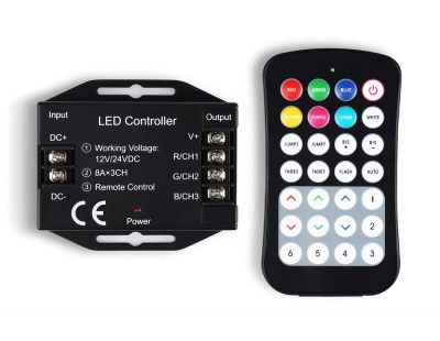 Ambrella Контроллер для светодиодных лент RGB с радио пультом 2.4G 24A 12V 288W/ 24V 576W GS11351 (CR2025)