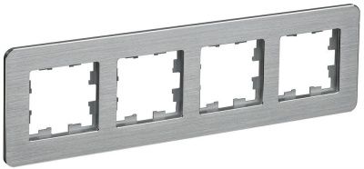 IEK BRITE BR-M42-M-21-K47 Рамка 4-мест. РУ-4-1-Бр металл алюм. RE AL (1 / 5 / 50)
