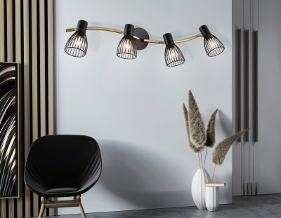 Ambrella TR8662/4 BK/GD Светильник накладнойчерный/золото E14/4 max 60W 760*100*170
