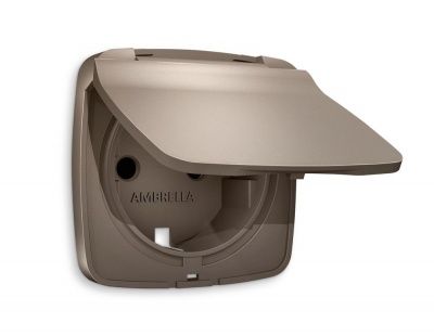 Ambrella Volt OP6380 Лицевая панель OMEGA (Темная бронза матовый) для электрической розетки с/з со шторками и крышкой IP44 QUANT