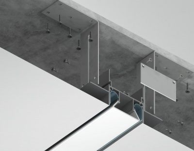 Ambrella Алюминиевый профиль для натяжного потолка GP4000AL серебро/матовый рассеиватель 2000*72.2*34, 2 заглушки в комплекте (для ленты до 13,2мм)