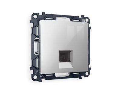 Ambrella Volt MA412010 Комплект механизма компьютерной розетки ALFA Серебро глянец RJ-45(8P8C) CAT6 с шторкой QUANT (AP4120, VM188)