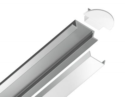 Ambrella Алюминиевый профиль встраиваемый GP1001AL серебро/матовый рассеиватель 2000*21.5*6.8, 2 заглушки в комплекте (для ленты до 11мм)