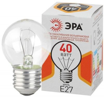 ЭРА ДШ (P45) шар 40Вт 230В Е27 цв. упаковка (100/4900)