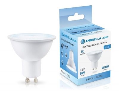 Ambrella 190906 Лампа светодиодная LED MR16 9W IC GU10 6400K 175-265V 38°