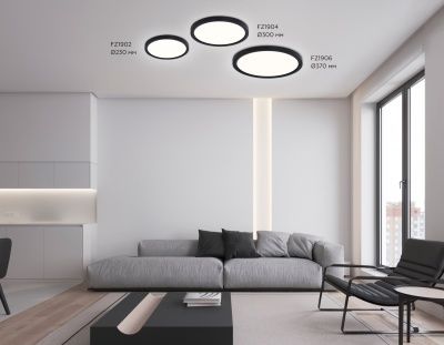Ambrella FZ1906 BK Светильник светодиодный ультратонкий черный IP54 26W 3000K-6500K CCT-переключатель D370*25 (Без ПДУ)