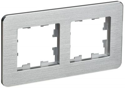 IEK BRITE BR-M22-M-21-K47 Рамка 2-мест. РУ-2-1-Бр металл алюм. RE AL (1 / 5 / 100)