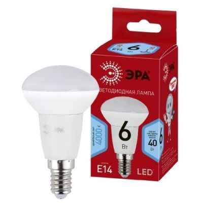 ЭРА RED LINE ECO LED R50-6W-840-E14 Лампочка светодиодная Е14 6Вт рефлектор дневной белый свет