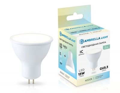 Ambrella 161304 Лампа светодиодная LED MR16 13W IC GU5.3 4000K 175-265V