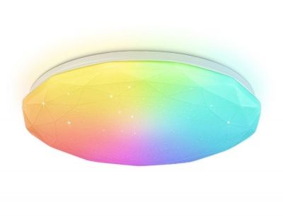 Ambrella FZ417 WH Свет-ник потолочный светод-ный с пультом белый IP20 46W 3000K-6500K+RGB D380*60 (ПДУ ИК) 3000K - тепл. бел. свет