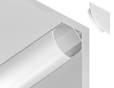 Ambrella Алюминиевый профиль угловой круглый GP2100WH белый/матовый рассеиватель 2000*15.7*15.7, 2 заглушки, 4 крепления в комплекте (для ленты до 9,7