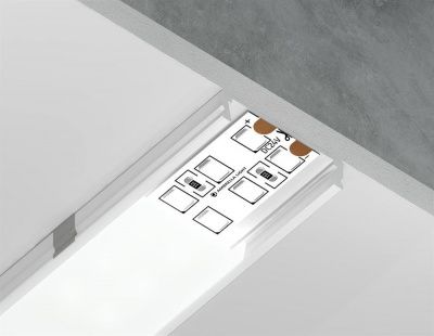Ambrella Алюминиевый профиль накладной GP1800WH белый/матовый рассеиватель 2000*23.8*6, 2 заглушки, 4 крепления в комплекте (для ленты до 20мм)