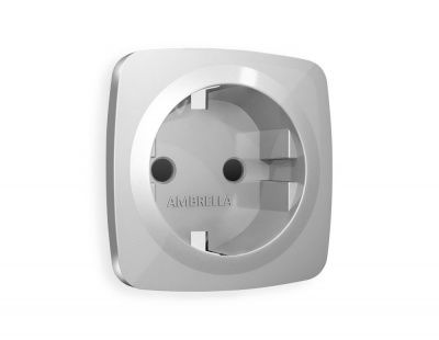 Ambrella Volt OP4070 Лицевая панель OMEGA (Серебро глянец) для электрической розетки с/з со шторками QUANT