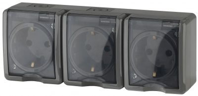 ЭРА 11-2406-03  Розетка 3х2P+E IP54, шторки, 16A-250В, ОУ, серый (5/50/800)