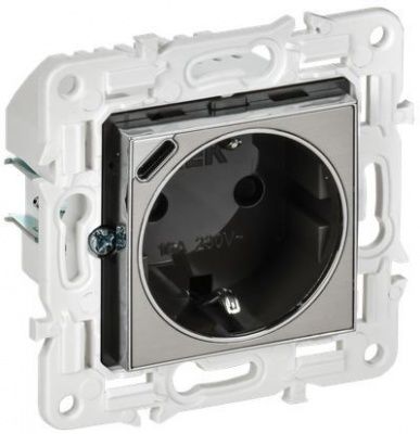 IEK SKANDY SK-R14-16-U14-018-K50 Розетка с заземлением с защитными шторками 16А с USB C 18Вт SK-R17N металл никель 